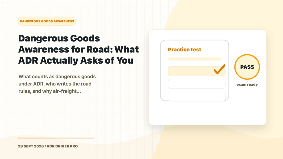 Featured photo for Dangerous Goods Awareness for Road: What ADR Actually Asks of You